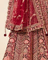 alt message - Mohey Women Maroon Embellished Bridal Lehenga image number 4